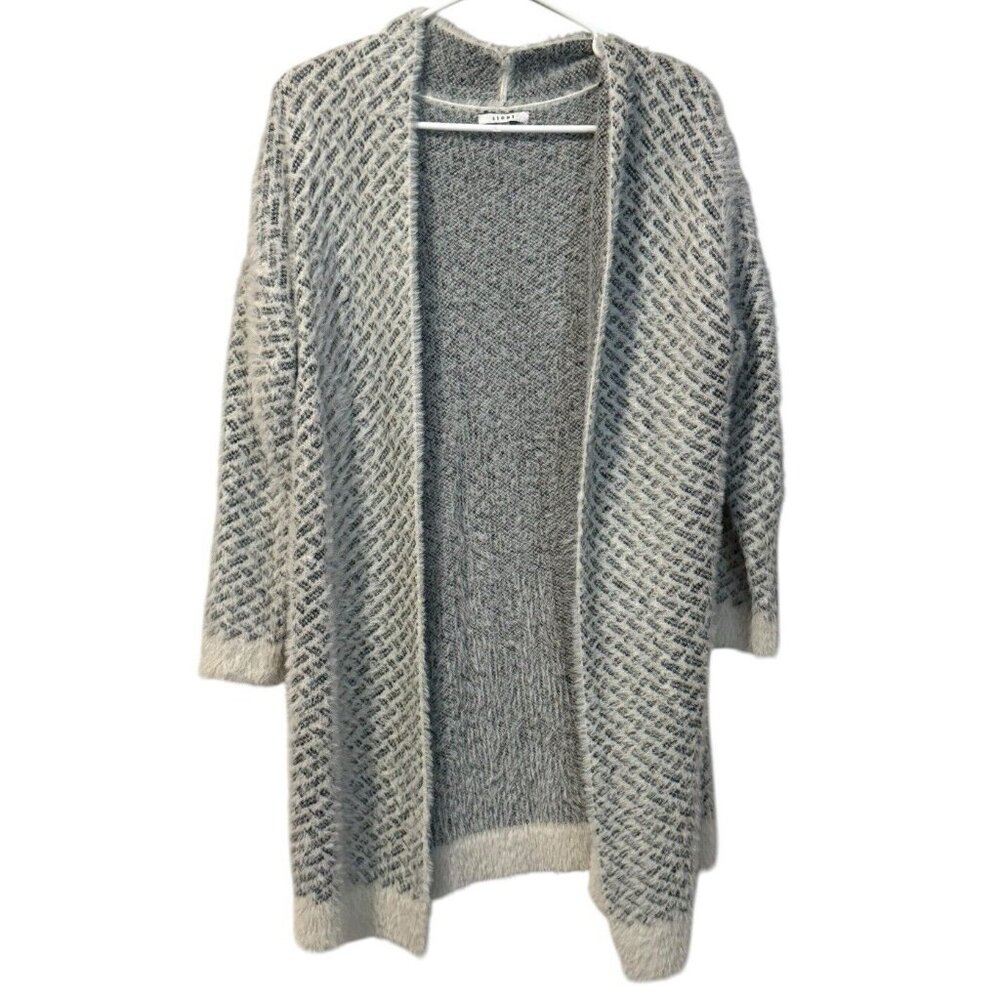 Sioni Cardigan Sweater Women Size M Black White Open Front Soft Long Preppy City